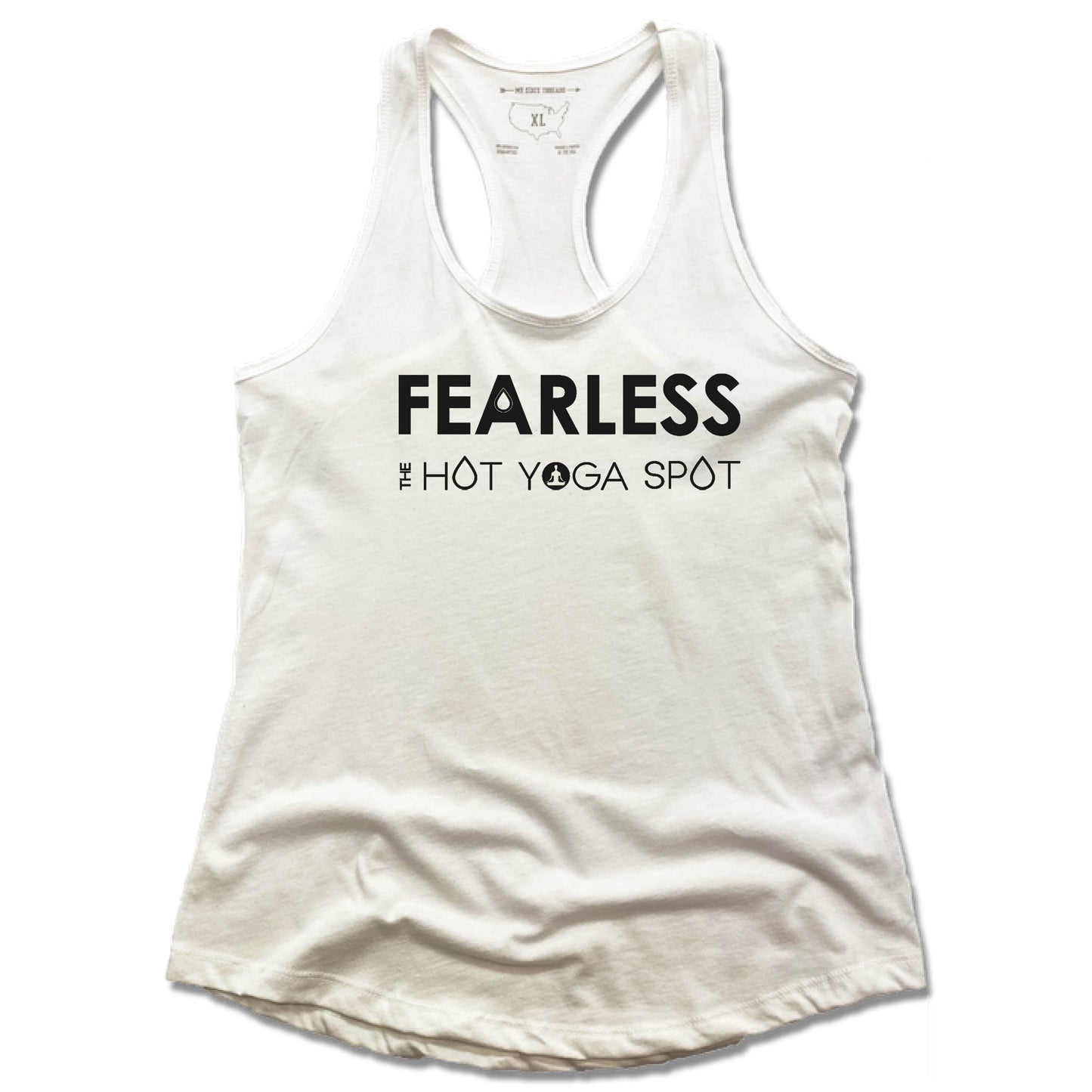 THE HOT YOGA SPOT | LADIES WHITE TANK | FEARLESS BLACK LOGO