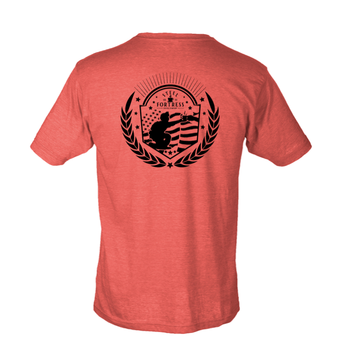 STEEL FORTRESS COFFEE | UNISEX RED TEE | CREST - My State Threads