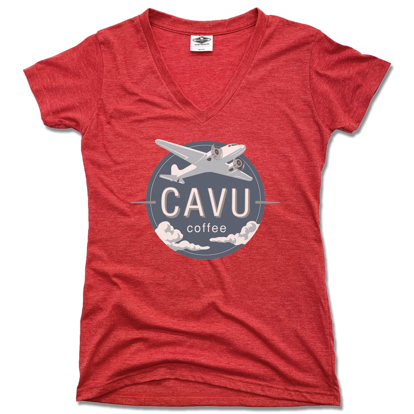 CAVU | LOGO | LADIES RED V-NECK