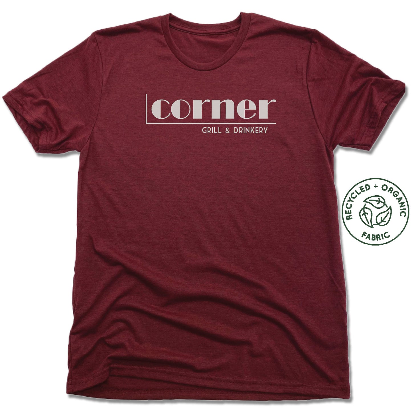 CORNER BAR | UNISEX VINO RED Recycled Tri-Blend | WHITE LOGO