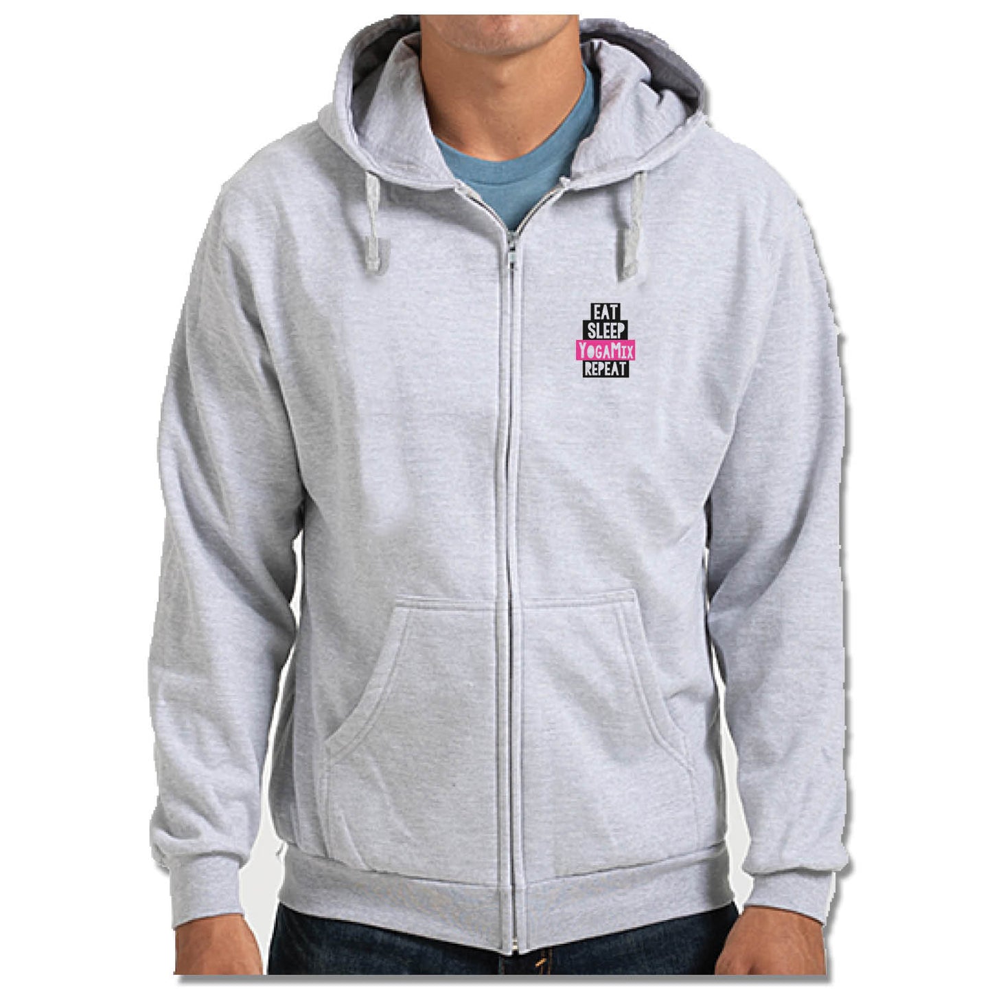 YOGA MIX ORLANDO | LIGHT GRAY ZIP HOODIE | EAT SLEEP YOGAMIX REPEAT