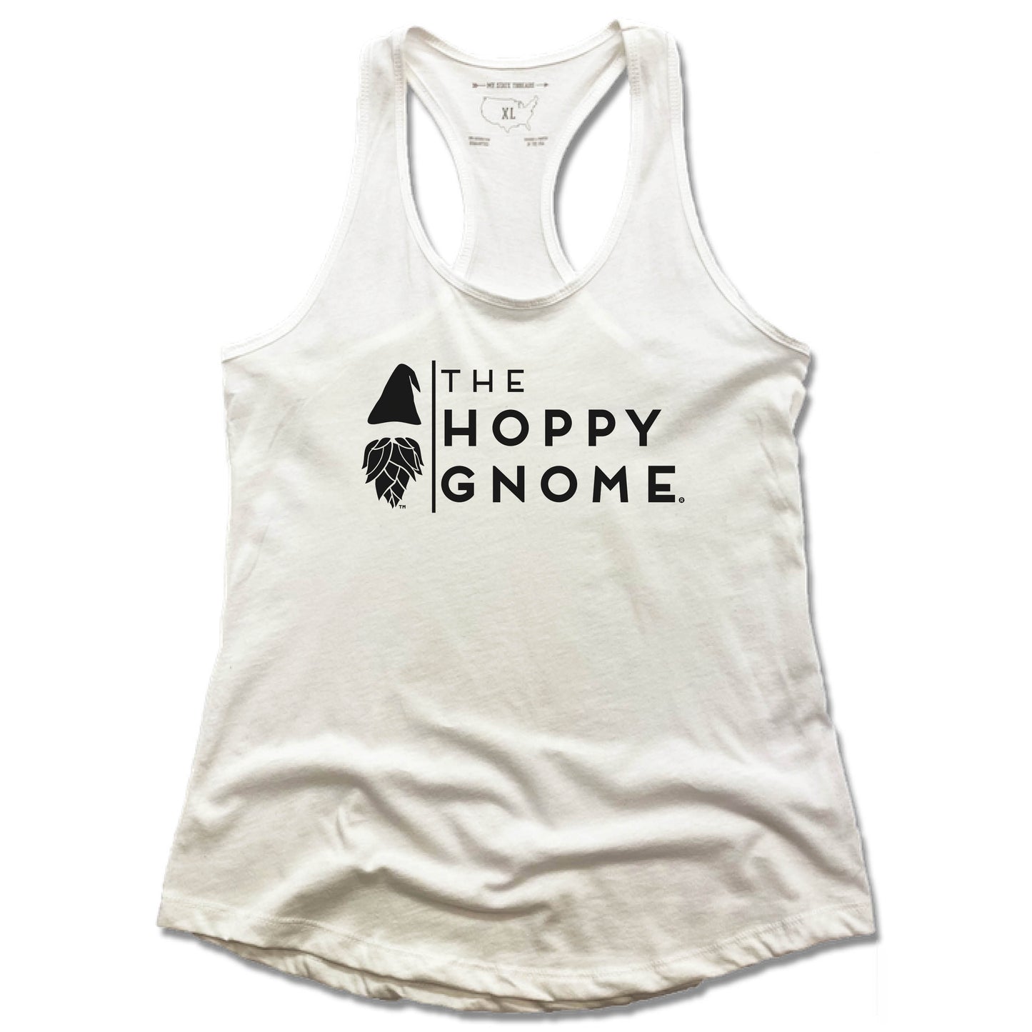 GNOMETOWN BREWING | LADIES WHITE TANK | HOPPY GNOME