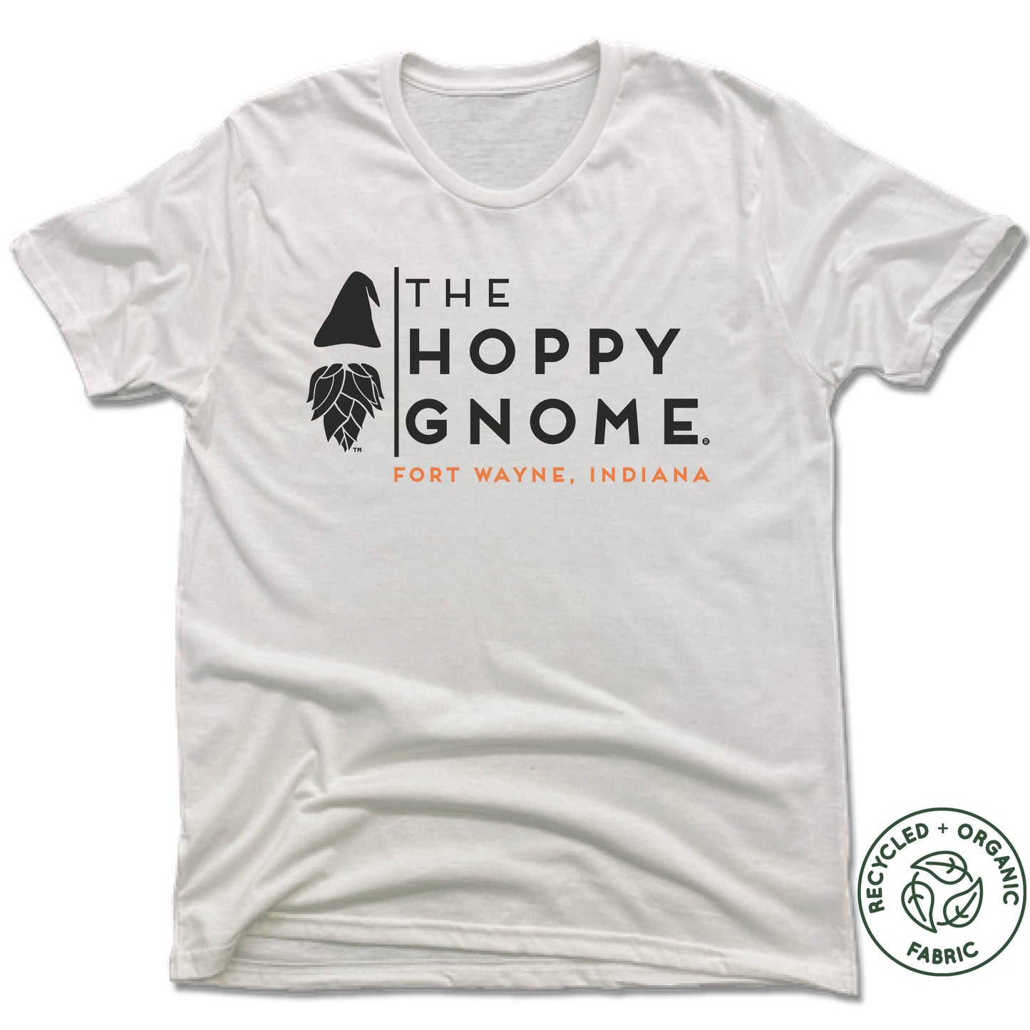 GNOMETOWN BREWING | UNISEX WHITE Recycled Tri-Blend | HOPPY GNOME - My State Threads