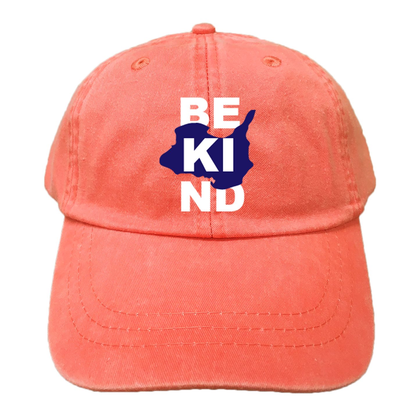 The Village Pump | COTTON TWILL HAT Coral | Be Kind Navy/White