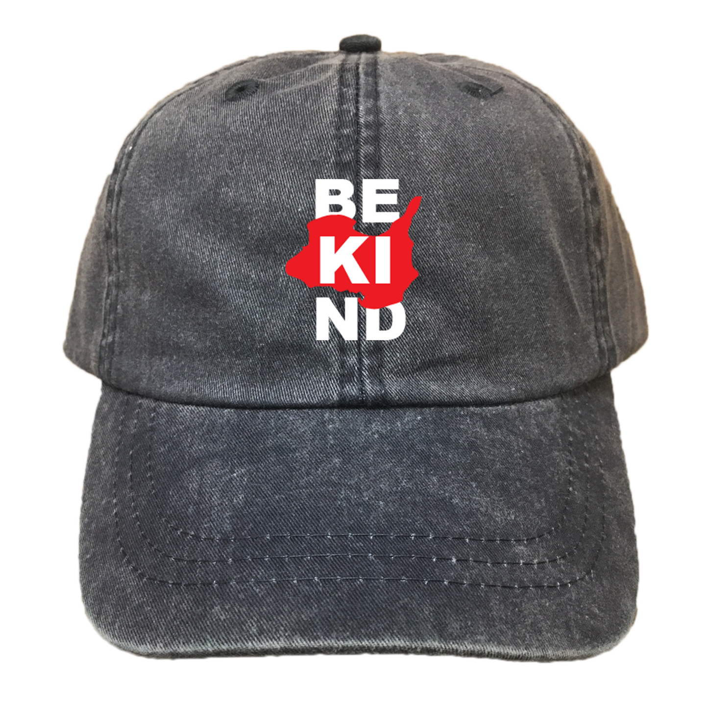 The Village Pump | COTTON TWILL HAT Black | Be Kind Red/White