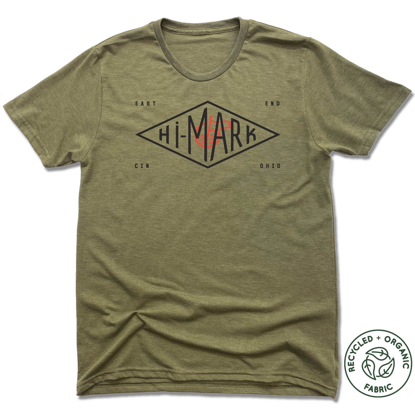 UNISEX Heather Olive Green Recycled Tri-Blend | Himark Logo
