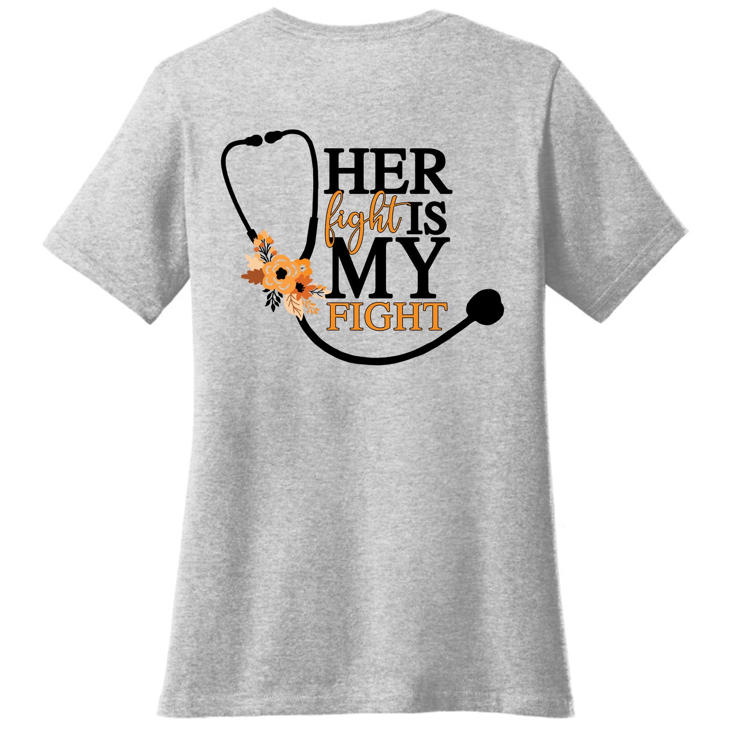 Glenda's Fight| Ladies V Neck GRAY tee