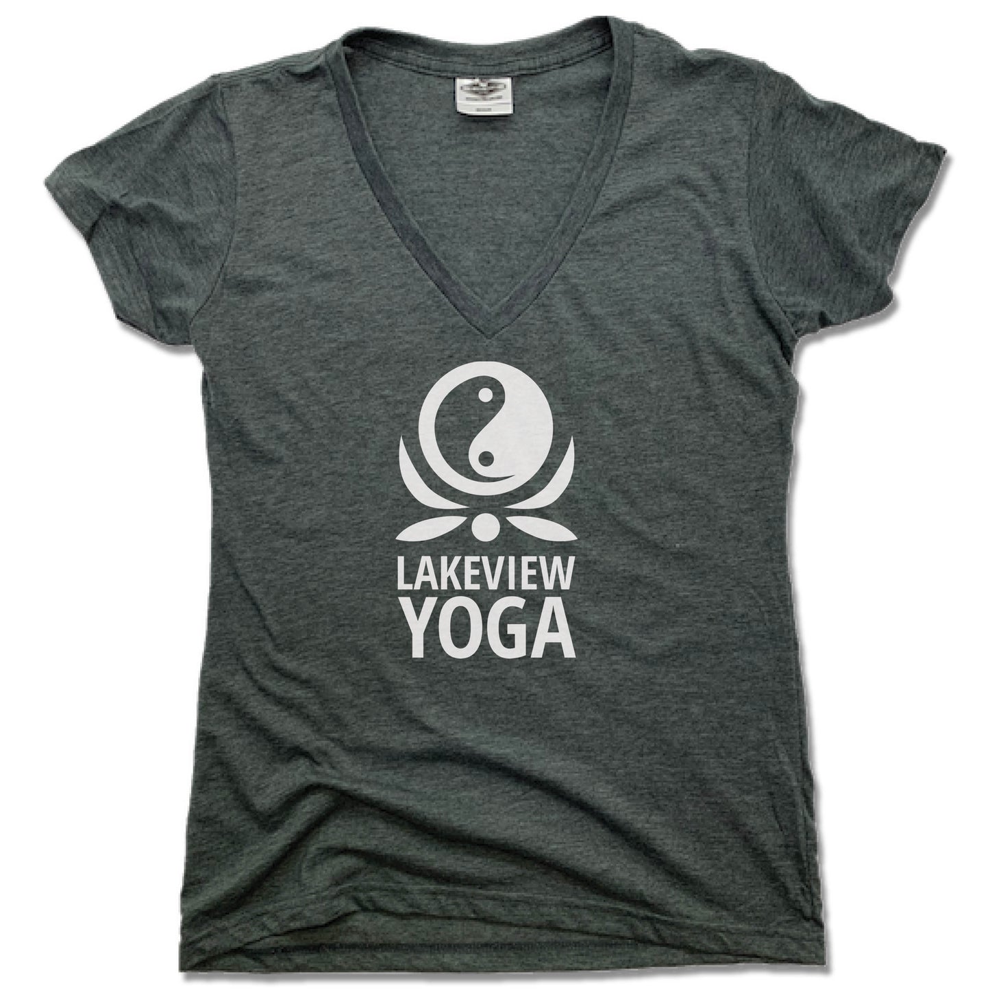 LAKEVIEW YOGA | LADIES V-NECK | WHITE LOGO