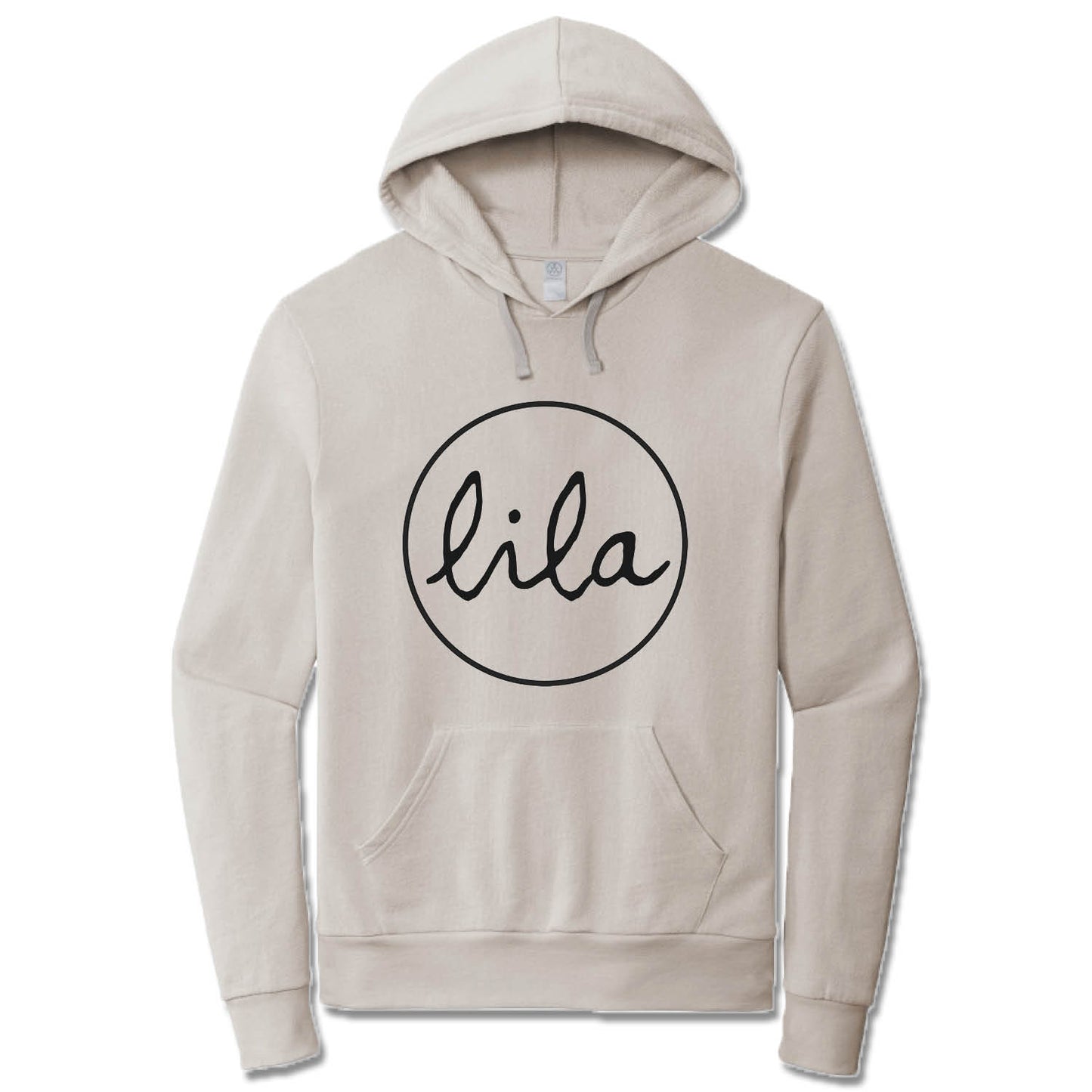 LILA YOGA | LIGHT GRAY FRENCH TERRY HOODIE | BLACK LOGO