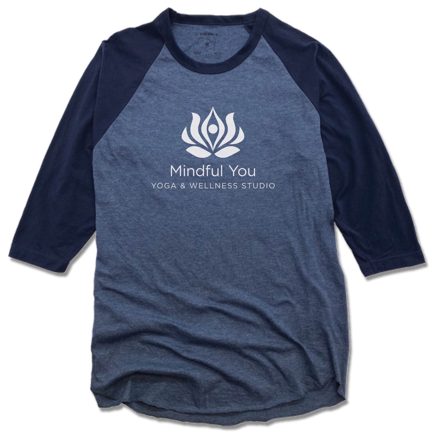 MINDFUL YOU YOGA & WELLNESS | DENIM/NAVY 3/4 SLEEVE | WHITE LOGO