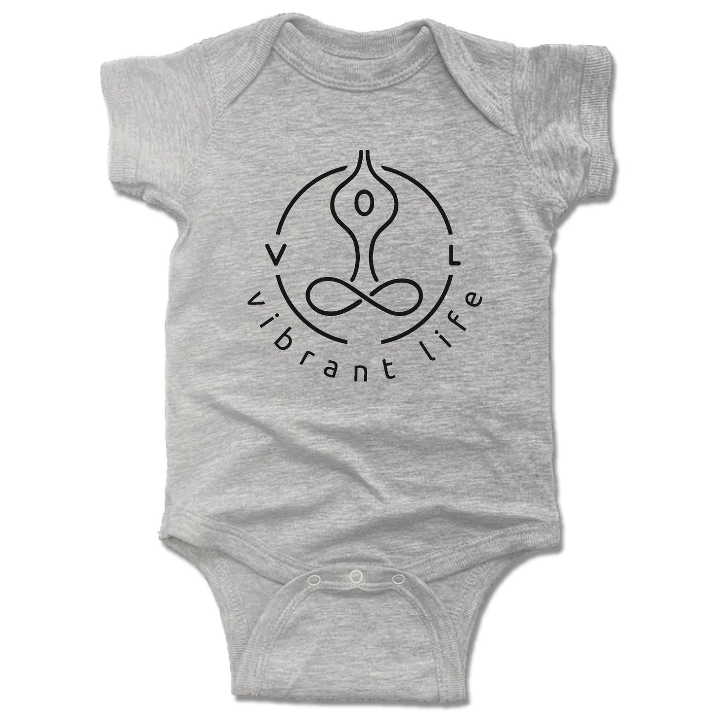 VIBRANT LIFE YOGA STUDIO | GRAY ONESIE | BLACK LOGO