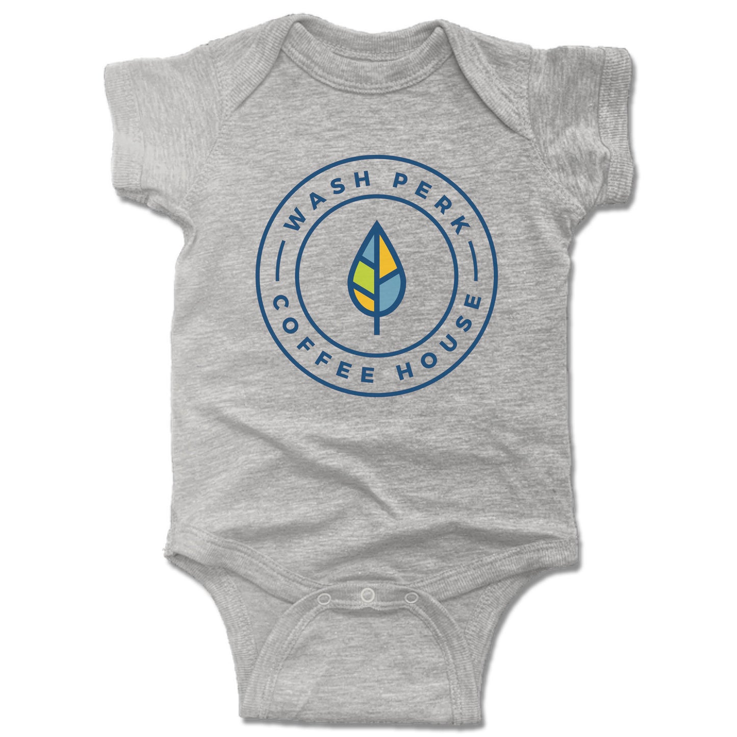 WASHPERK COFFEE HOUSE | GRAY ONESIE | LEAF STAMP - My State Threads