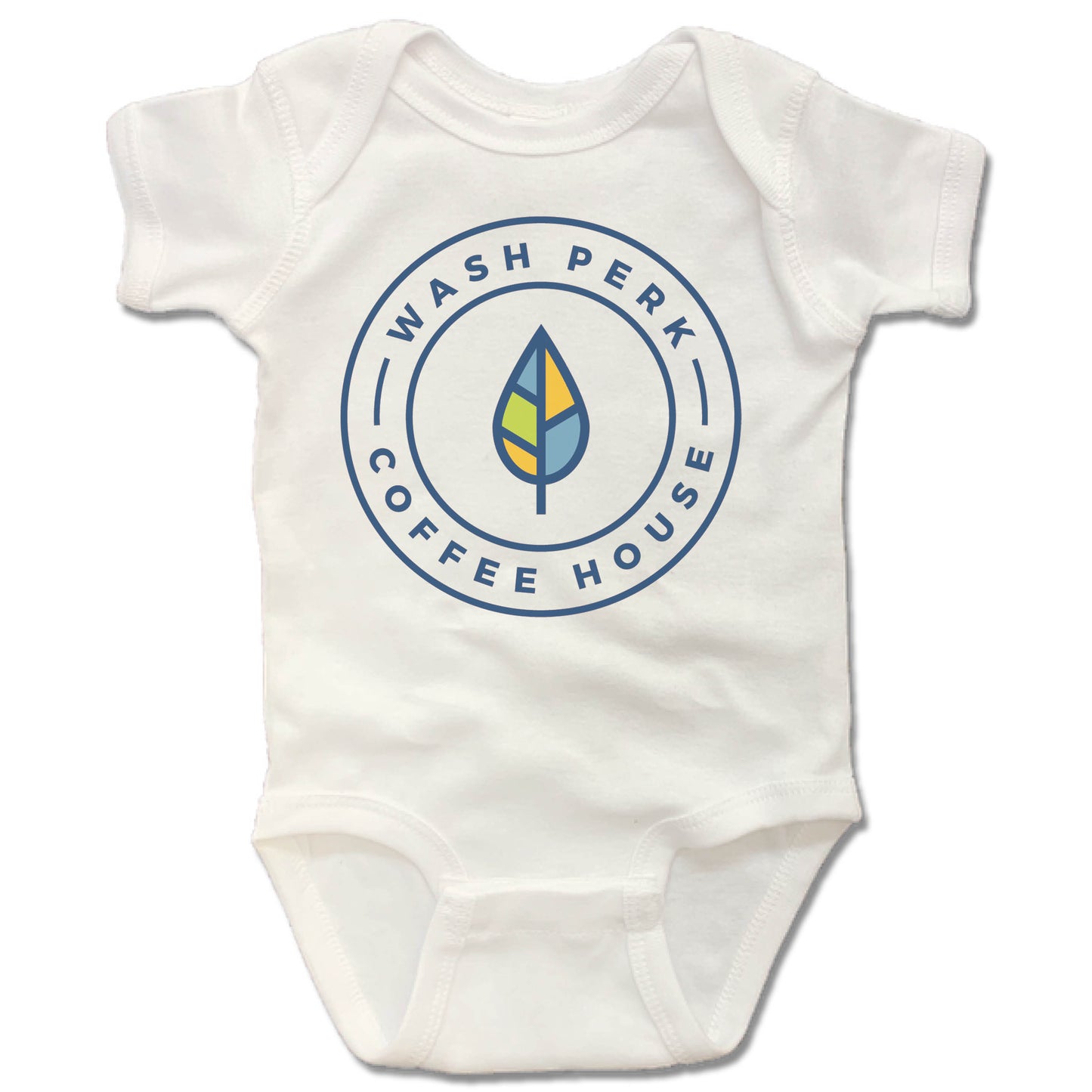 WASHPERK COFFEE HOUSE | WHITE ONESIE | LEAF STAMP