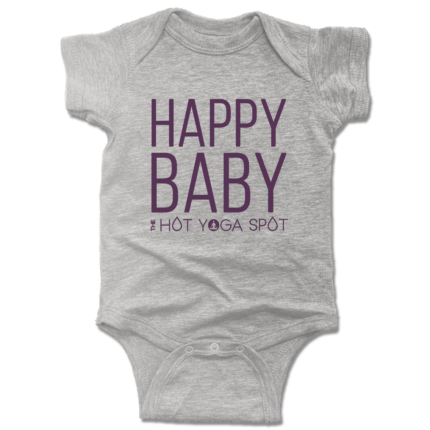 THE HOT YOGA SPOT | GRAY ONESIE | HAPPY BABY LOGO