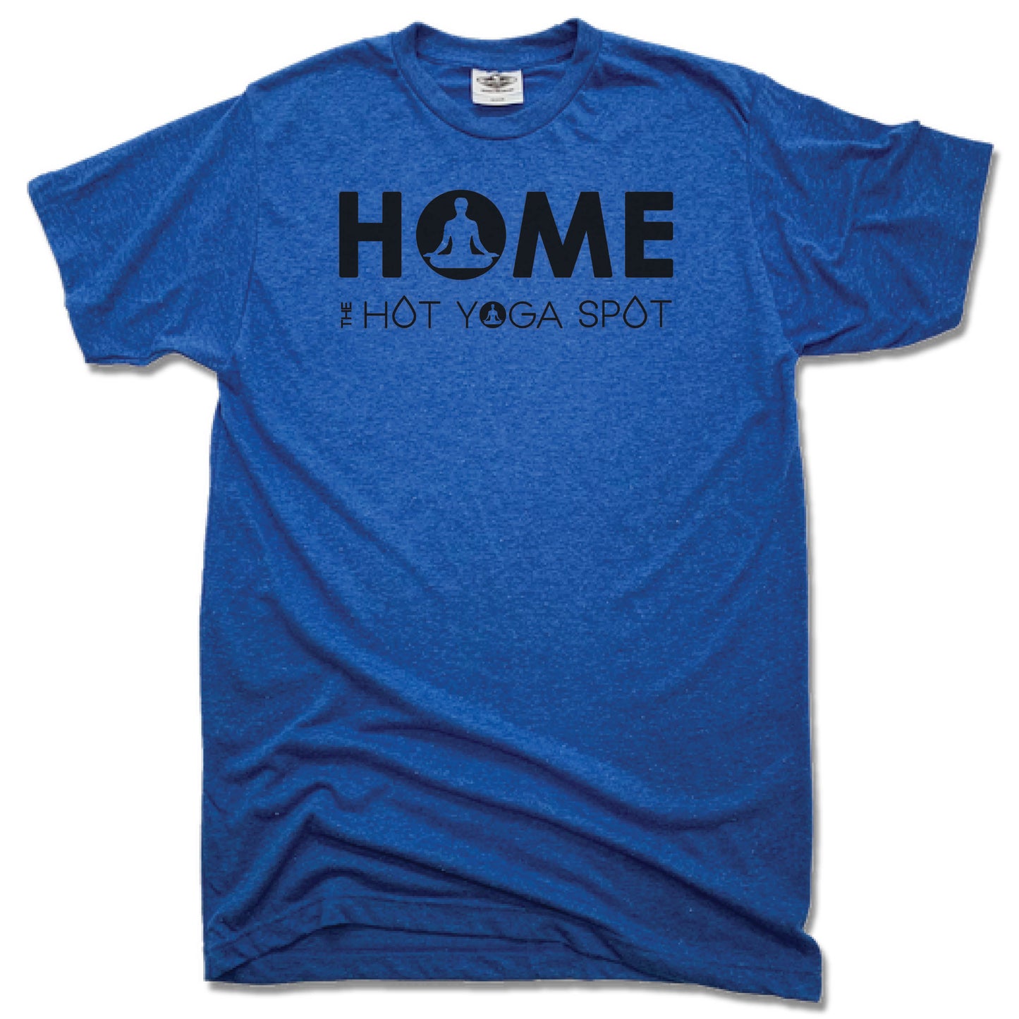 THE HOT YOGA SPOT | UNISEX BLUE TEE | HOME LOGO BLACK - My State Threads