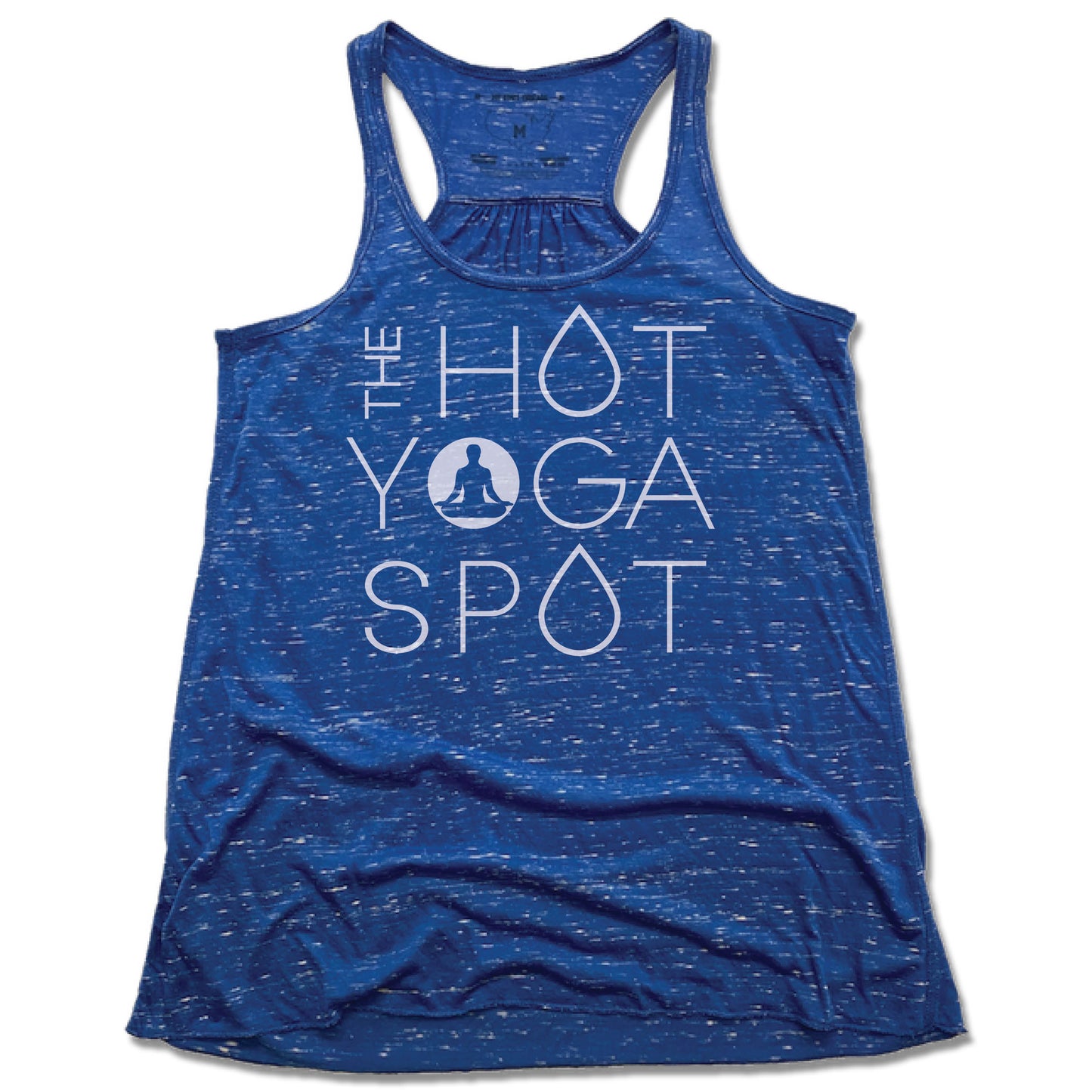 THE HOT YOGA SPOT | LADIES BLUE FLOWY TANK | WHITE LOGO - My State Threads