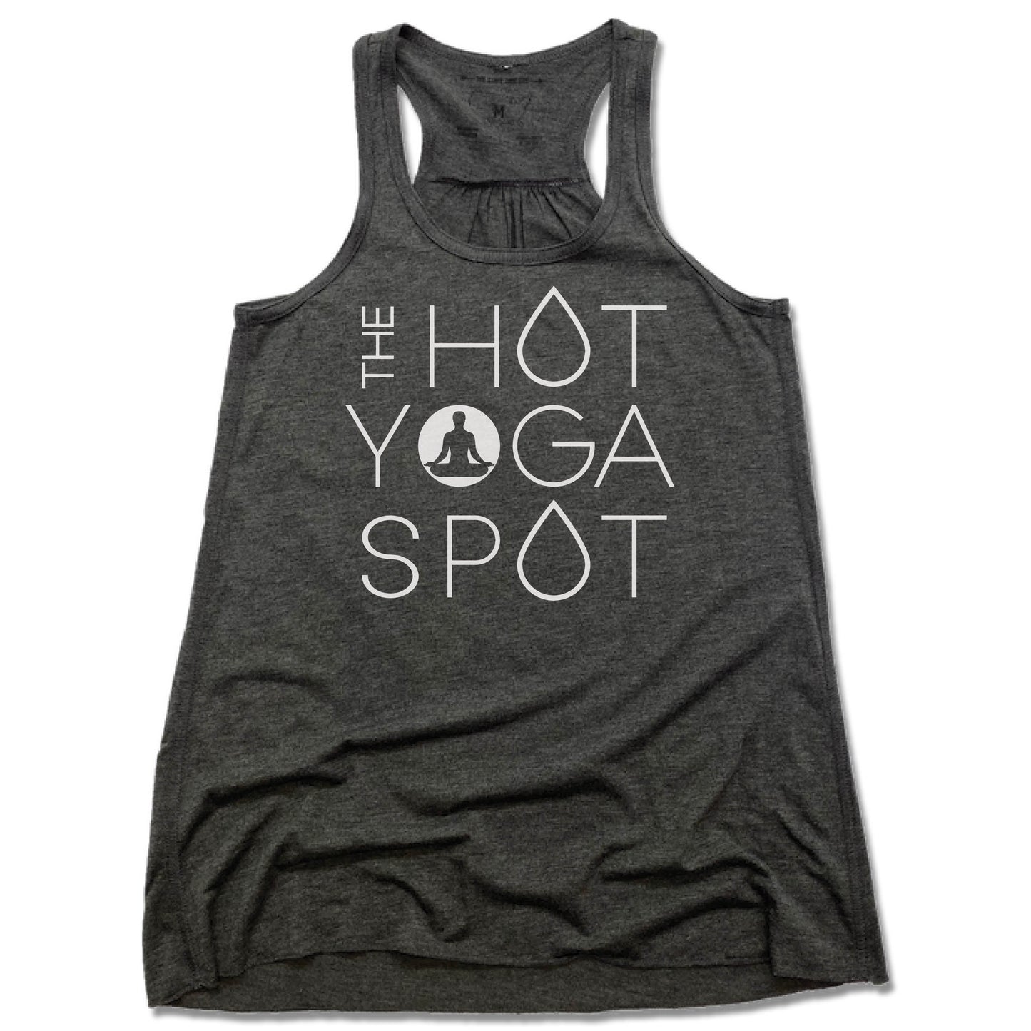 THE HOT YOGA SPOT | LADIES GRAY FLOWY TANK | WHITE LOGO