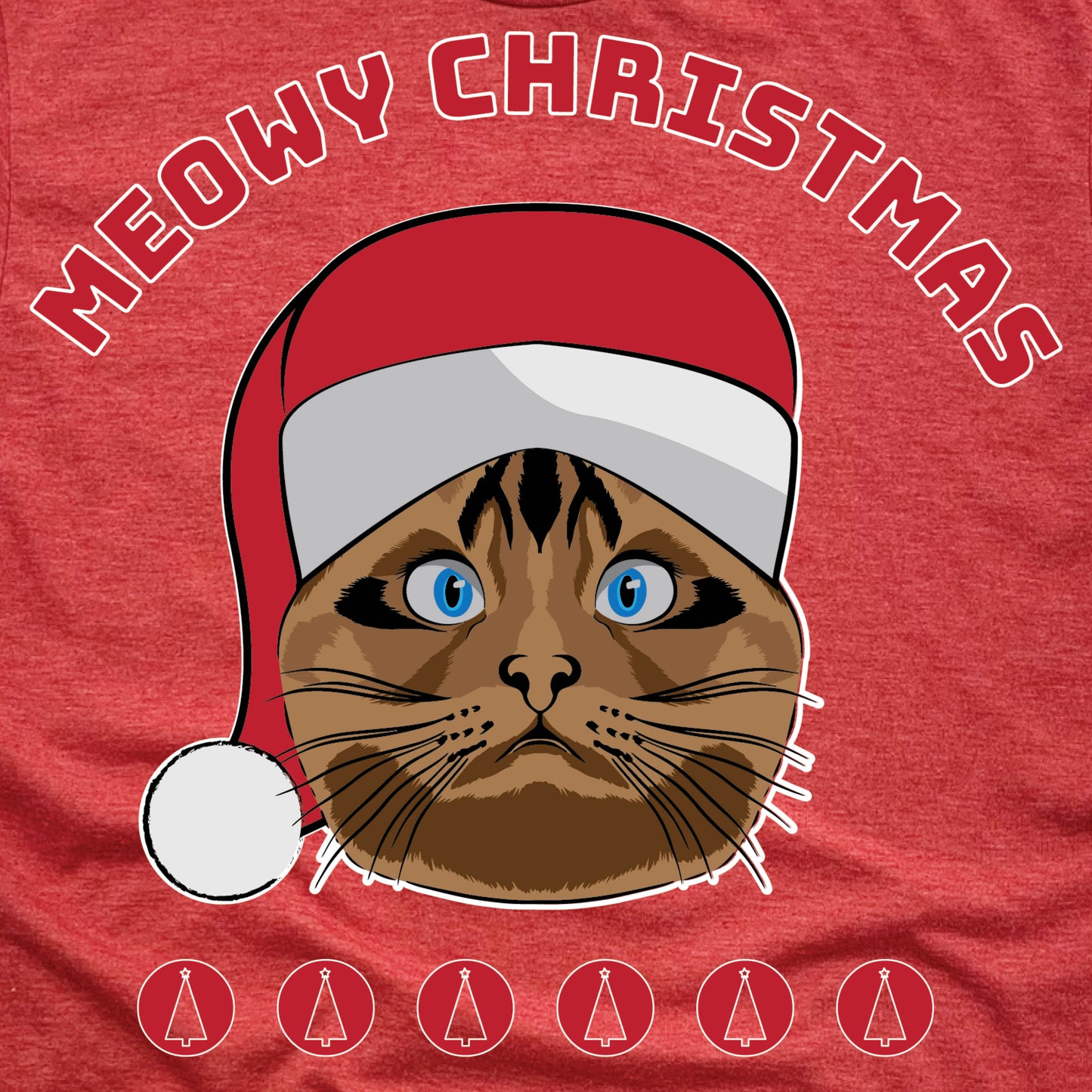 CHRISTMAS CAT | LADIES RED V-NECK | MEOWY CHRISTMAS