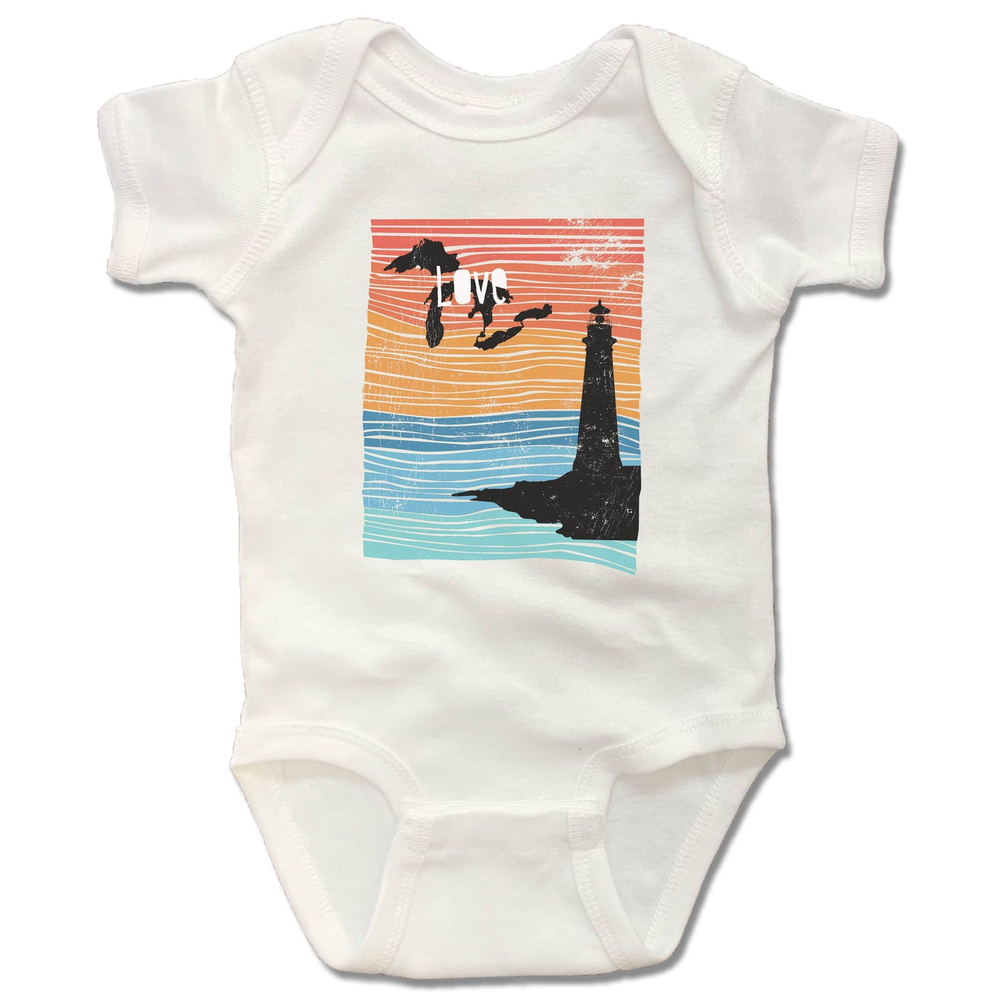 GREAT LAKES | WHITE ONESIE | LOVE LINE ART