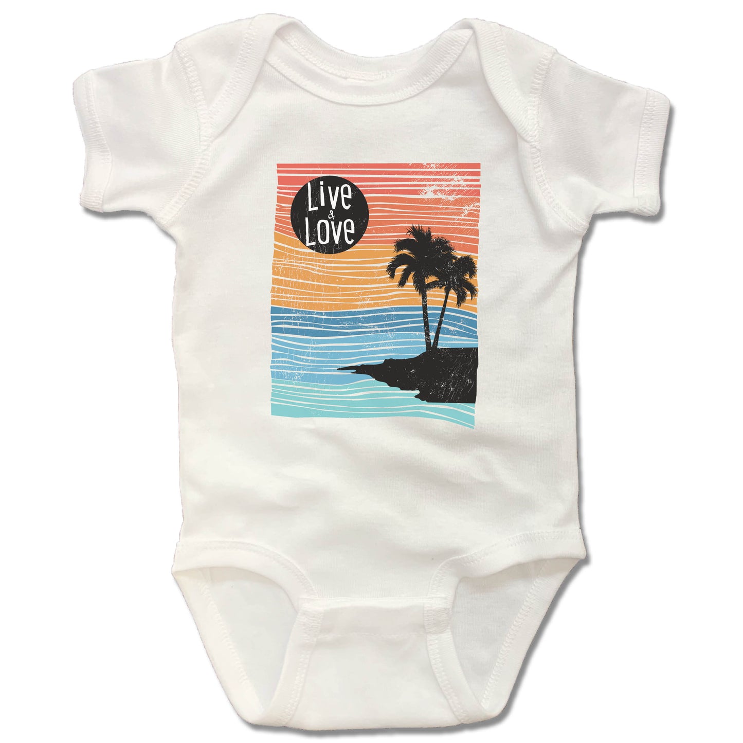 PALM TREE | WHITE ONESIE  | LIVE AND LOVE LINE ART