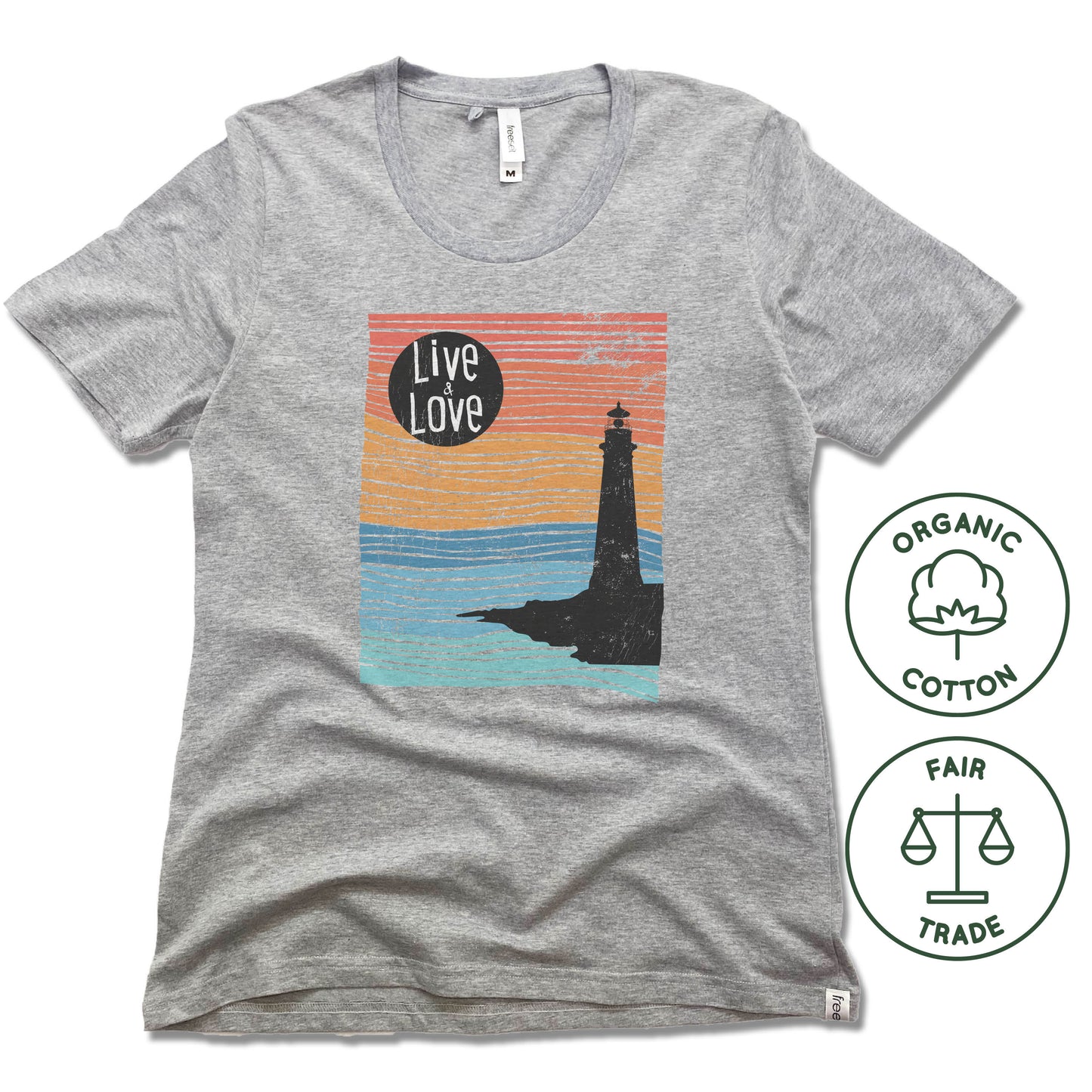 LIGHTHOUSE | FREESET LADIES TEE | LIVE AND LOVE LINE ART