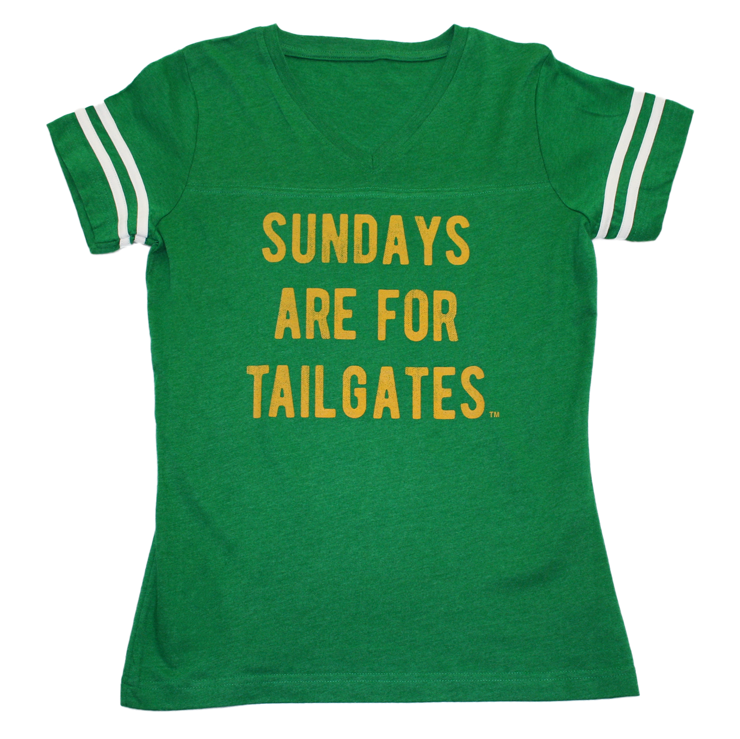 FOOTBALL |  GREEN LADIES' TEE | SUNDAYS ARE FOR TAILGATES | GOLD