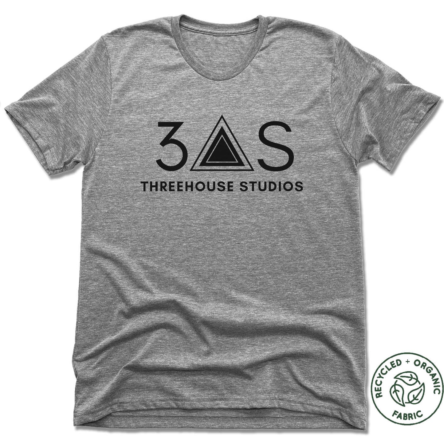 THREEHOUSE STUDIOS | UNISEX GRAY Recycled Tri-Blend | BLACK LOGO