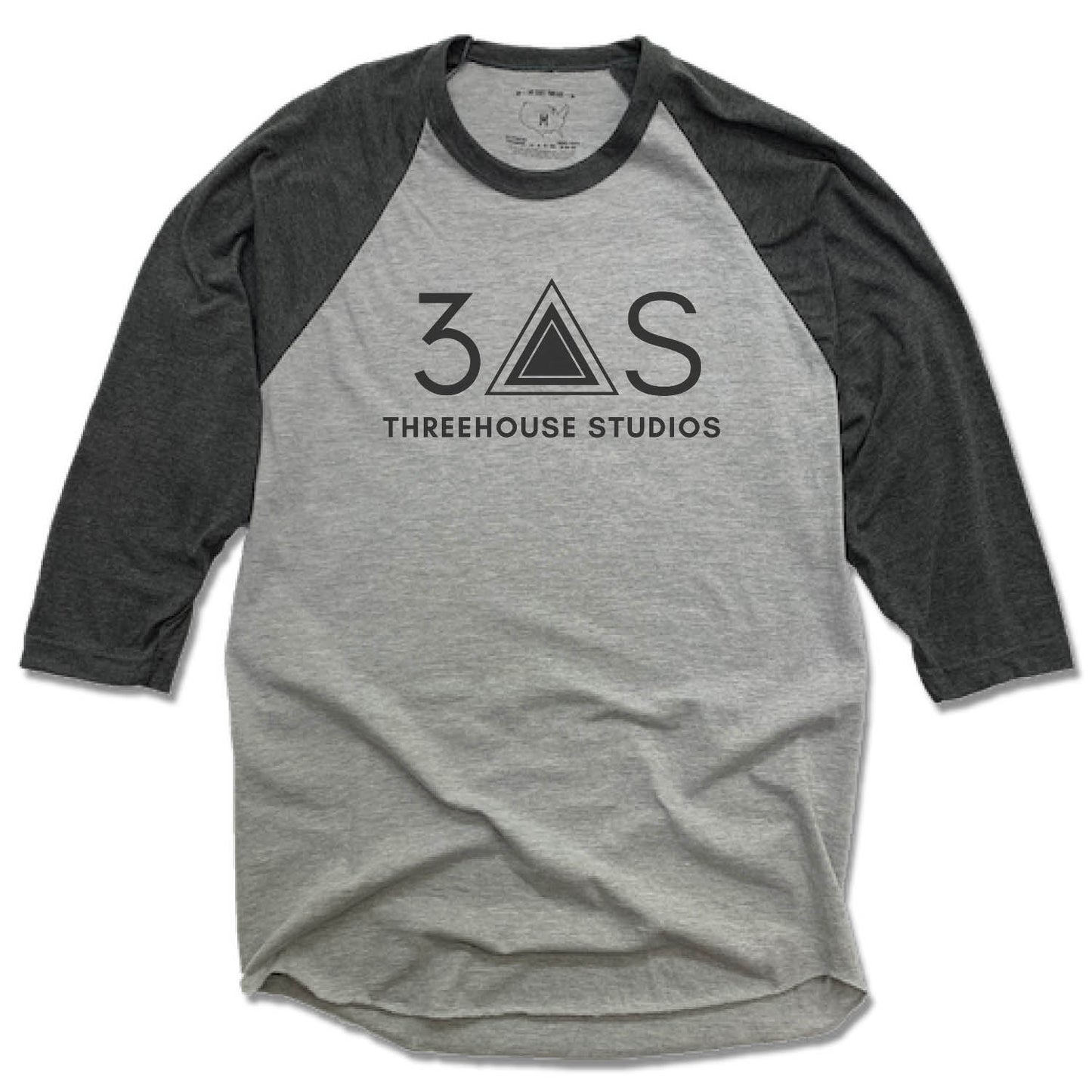 THREEHOUSE STUDIOS | GRAY 3/4 SLEEVE | BLACK LOGO