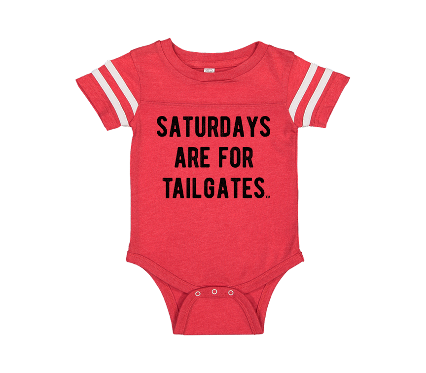 FOOTBALL |  RED ONESIE TEE | SATURDAYS ARE FOR TAILGATES | BLACK