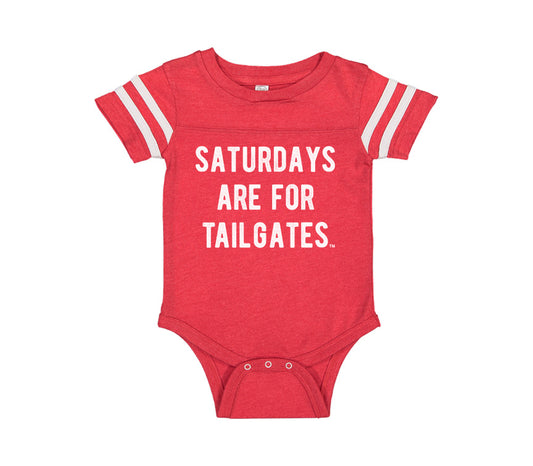 FOOTBALL | RED ONESIE | SATURDAYS ARE FOR TAILGATES | WHITE