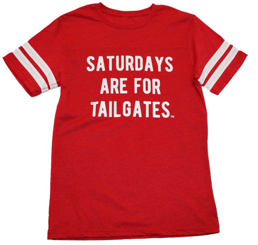 FOOTBALL |  RED UNISEX TEE | SATURDAYS ARE FOR TAILGATES | WHITE