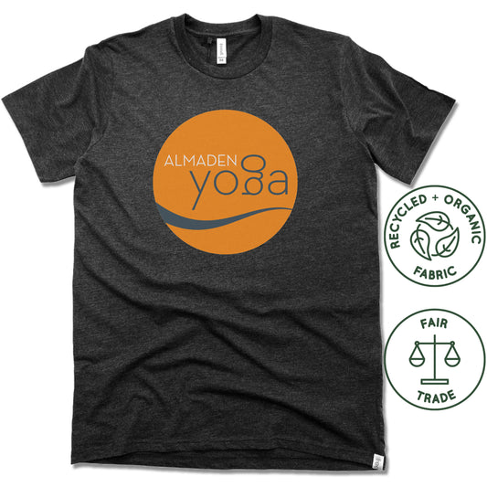 ALMADEN YOGA | FAIRTRADE FREESET BLACK UNISEX TEE | COLOR LOGO