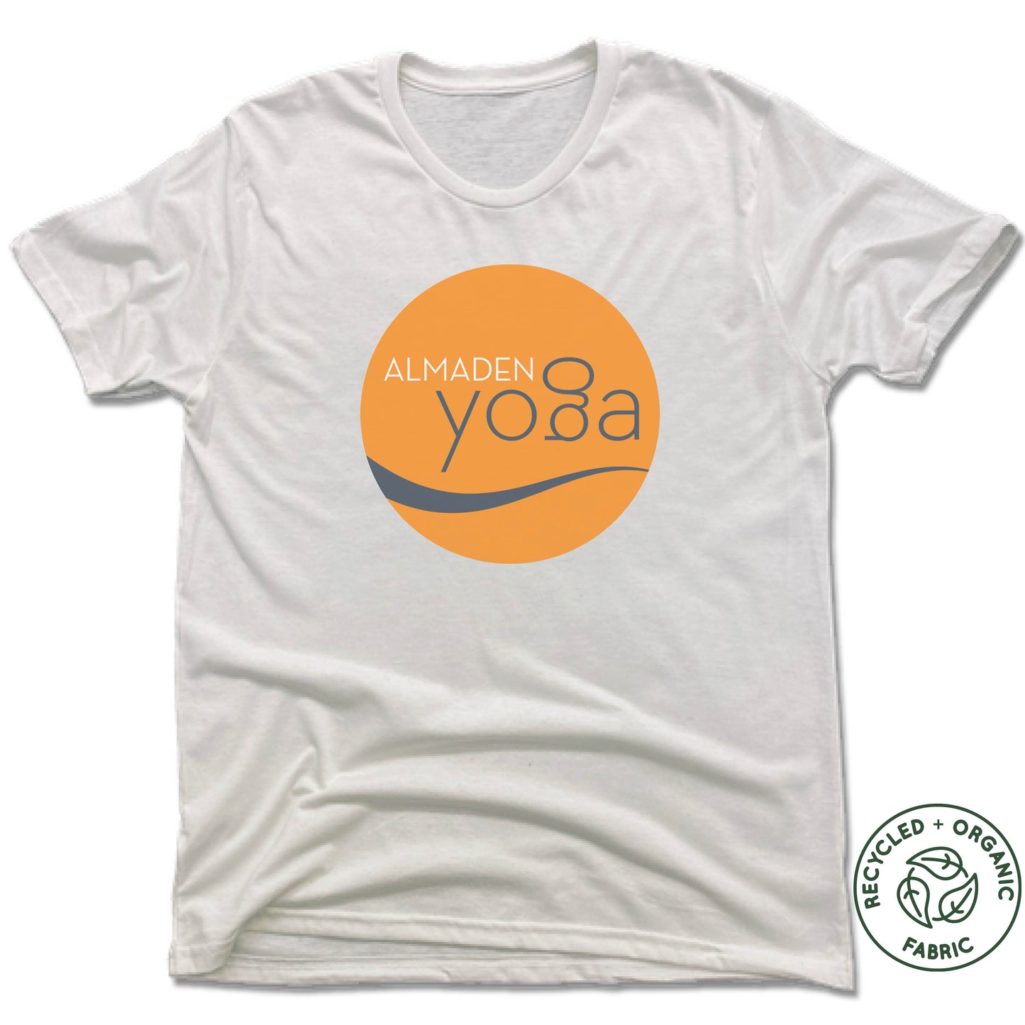 ALMADEN YOGA | UNISEX WHITE Recycled Tri-Blend | COLOR LOGO