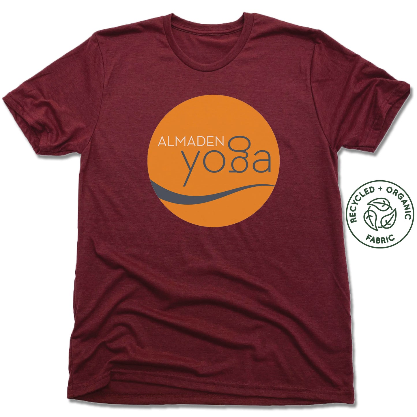 ALMADEN YOGA | UNISEX VINO RED Recycled Tri-Blend | COLOR LOGO