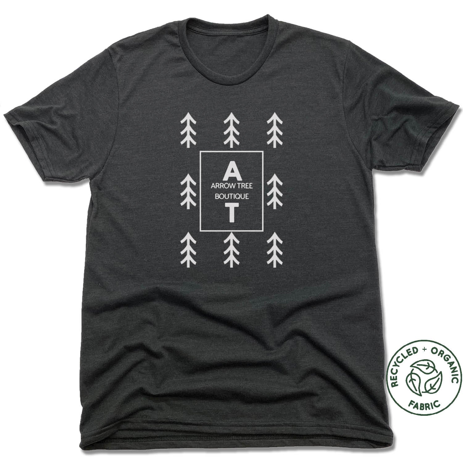 ARROW TREE UNISEX BLACK Recycled Tri Blend WHITE LOGO