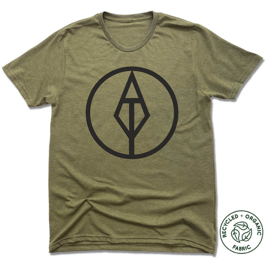 AIM TRUE YOGA | UNISEX OLIVE Recycled Tri-Blend | BLACK LOGO