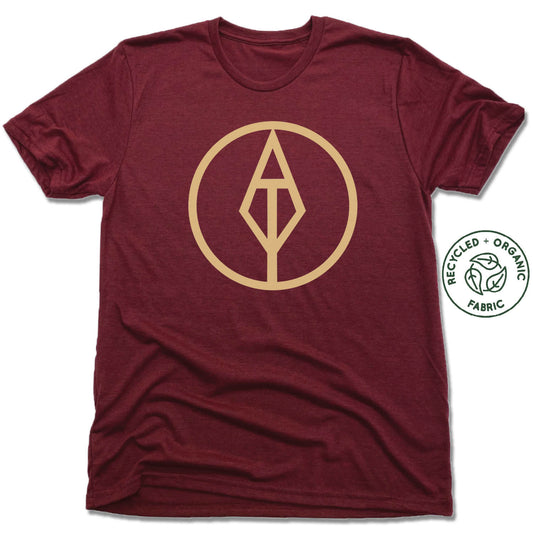 AIM TRUE YOGA | UNISEX VINO RED Recycled Tri-Blend | GOLD LOGO