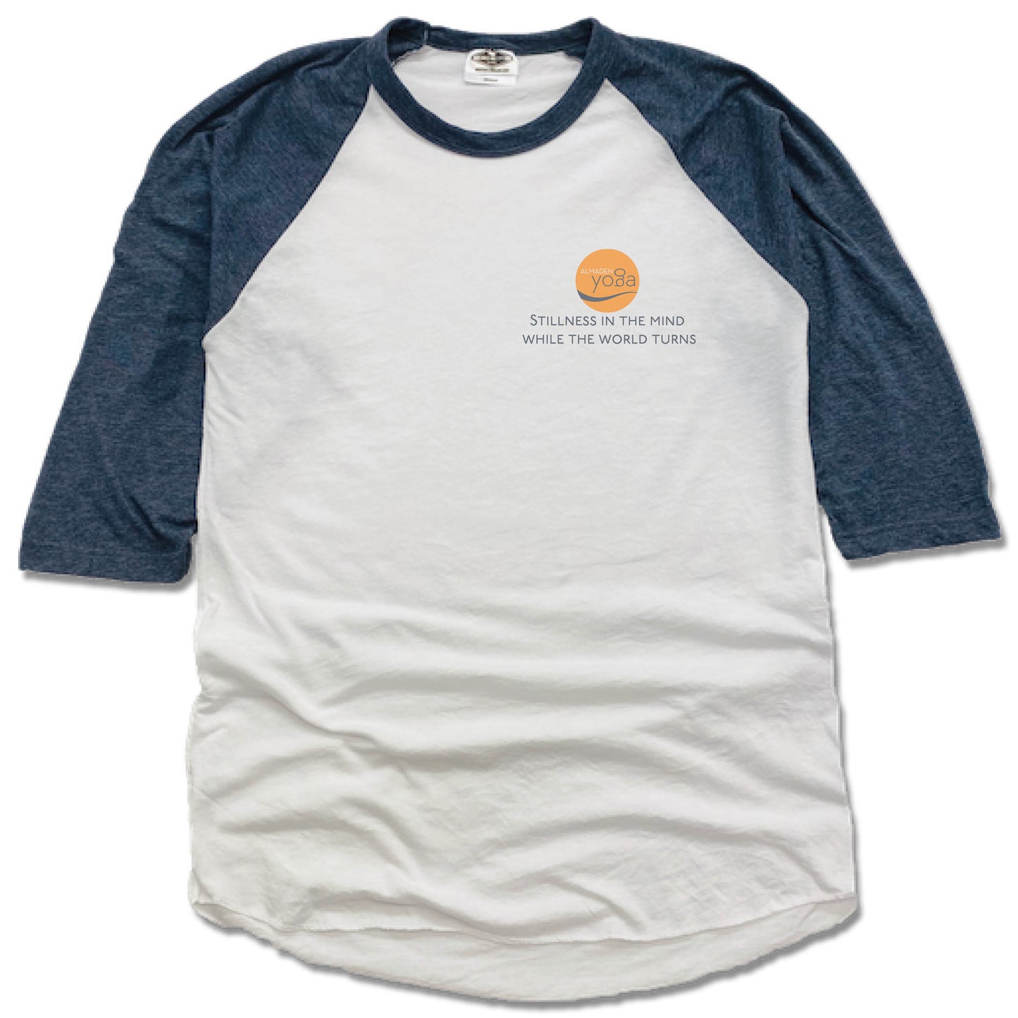 ALMADEN YOGA | NAVY 3/4 SLEEVE | STILLNESS IN THE MIND WHILE THE WORLD TURNS