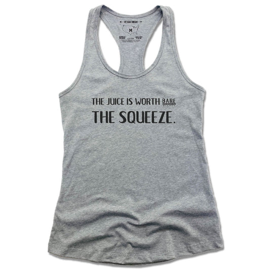 BARE BLENDS | LADIES GRAY TANK | THE SQUEEZE BLACK LOGO