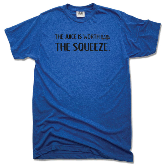 BARE BLENDS | UNISEX BLUE TEE | THE SQUEEZE BLACK LOGO