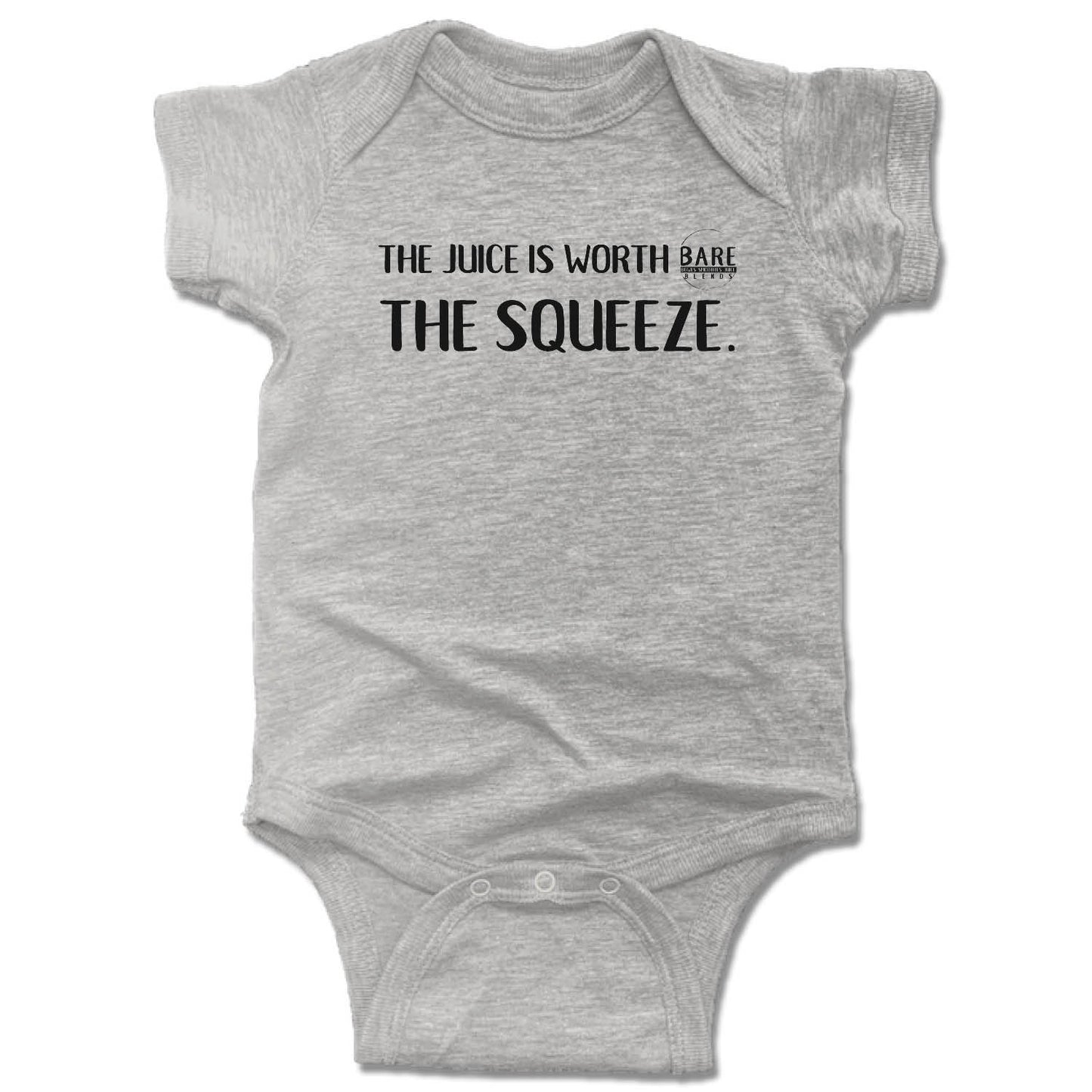 BARE BLENDS | GRAY ONESIE | THE SQUEEZE BLACK LOGO