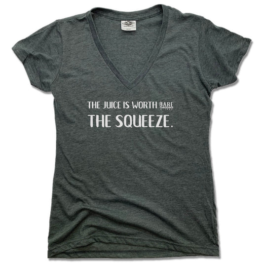 BARE BLENDS | LADIES V-NECK | THE SQUEEZE WHITE LOGO