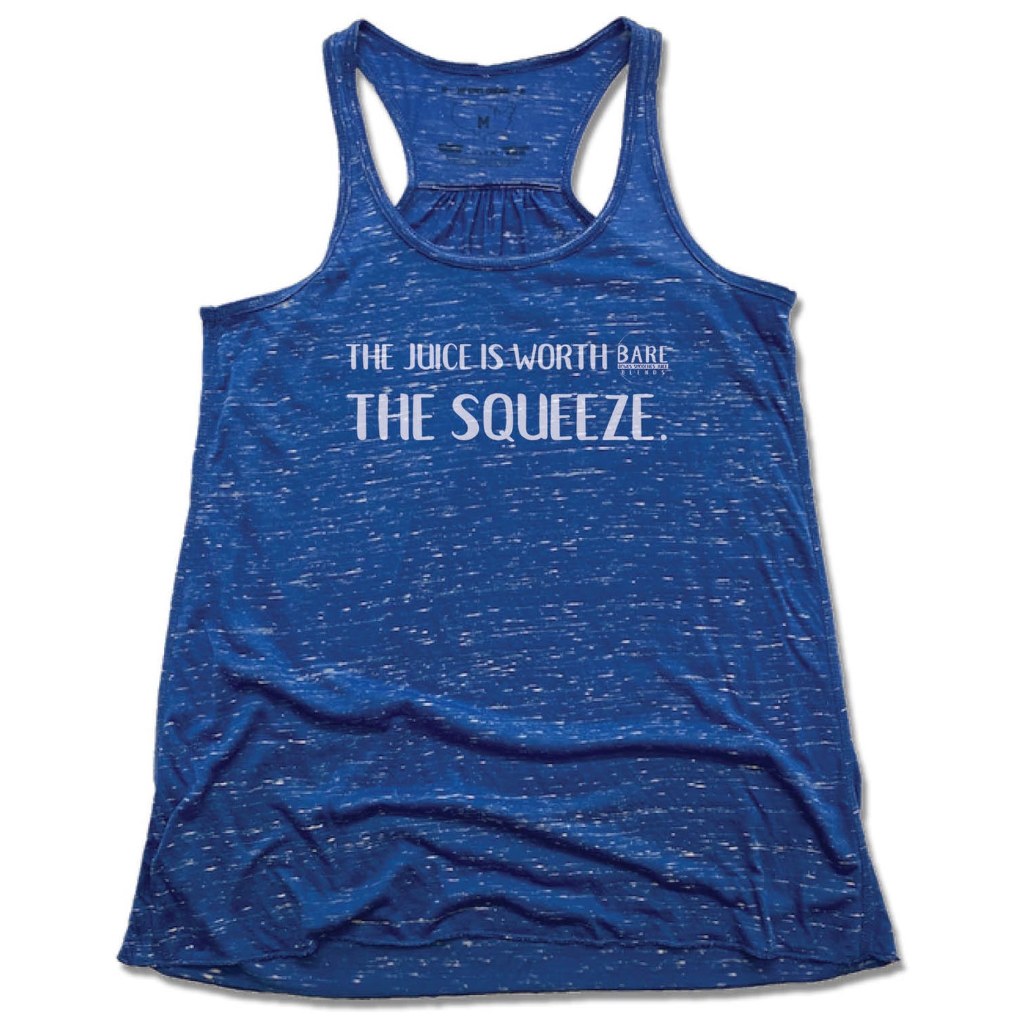 BARE BLENDS | LADIES BLUE FLOWY TANK | THE SQUEEZE WHITE LOGO