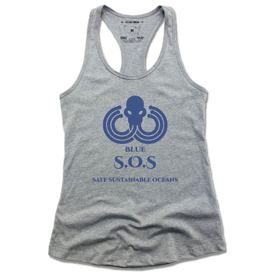 CABUYA LODGE | LADIES GRAY TANK | BLUE SOS