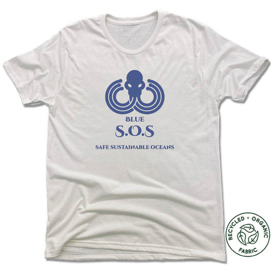 CABUYA LODGE | UNISEX WHITE Recycled Tri-Blend | BLUE SOS