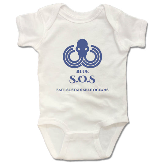 CABUYA LODGE | WHITE ONESIE | BLUE SOS