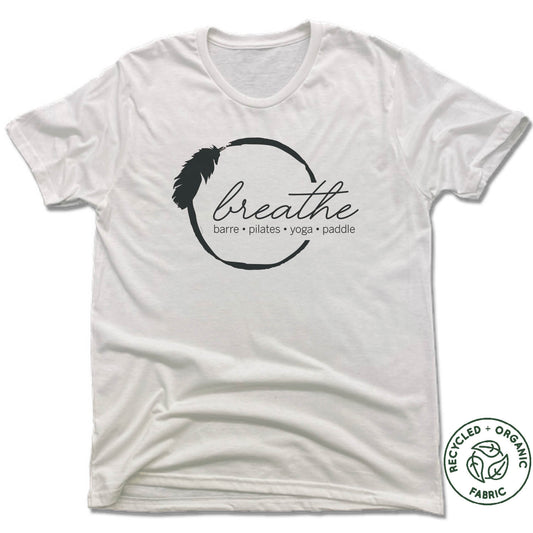 BREATHE PILATES AND BARRE | UNISEX WHITE Recycled Tri-Blend | BLACK LOGO