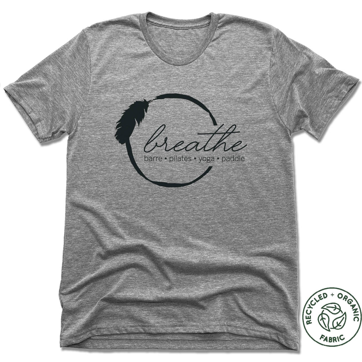 BREATHE PILATES AND BARRE | UNISEX GRAY Recycled Tri-Blend | BLACK LOGO