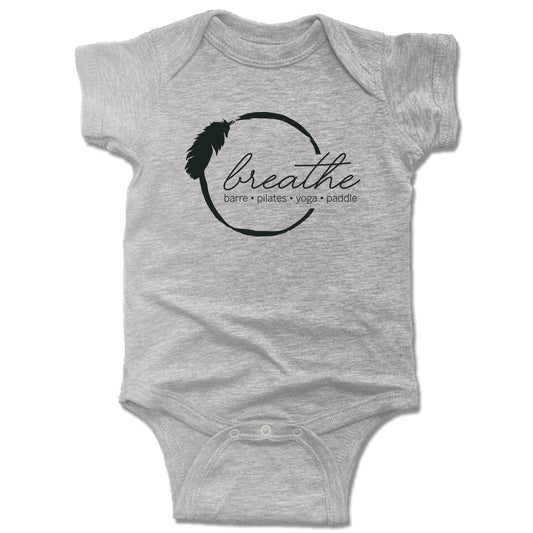 BREATHE PILATES AND BARRE | GRAY ONESIE | BLACK LOGO