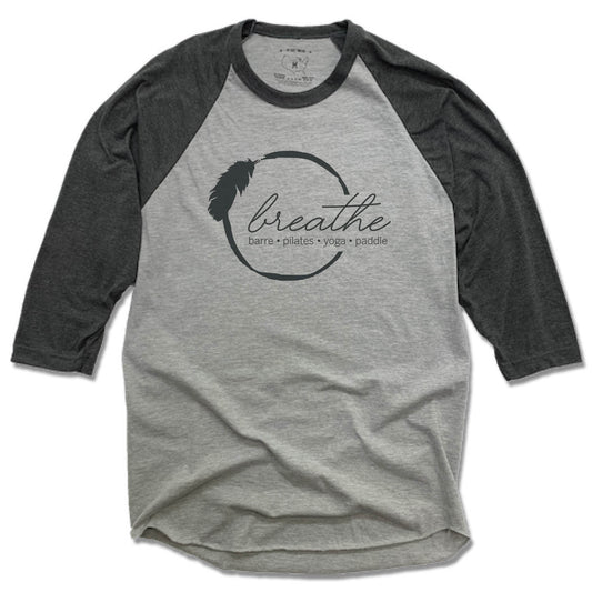 BREATHE PILATES AND BARRE | GRAY 3/4 SLEEVE | BLACK LOGO